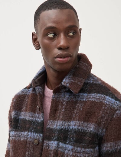Surchemise oversize manches longues marron homme