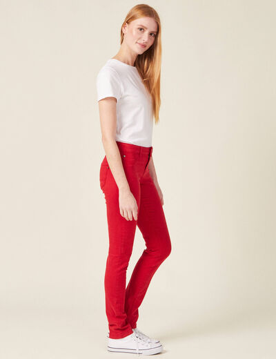 Pantalon slim rouge foncé femme
