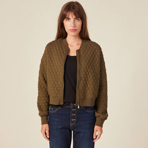 gilet bomber matelasse vert kaki femme Gilet bomber matelassé vert kaki femme