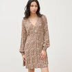 Robe manches longues marron femme