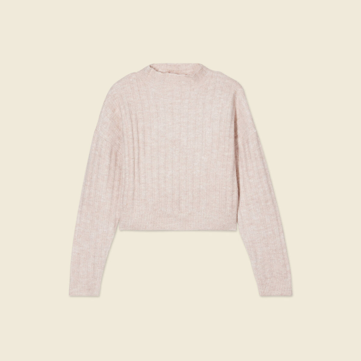 Pull manches longues cropped creme femme