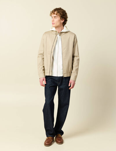 Blouson col montant manches longues beige homme