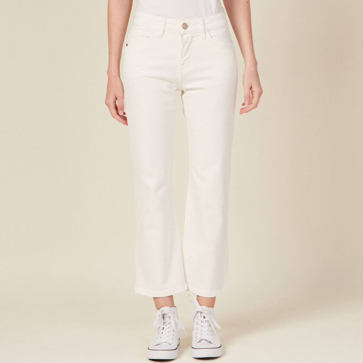 Pantalon éco-responsable denim blanc femme