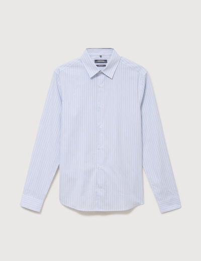 Chemise col am&eacute;ricain manches longues bleu ciel homme