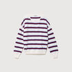 Pull col rond manches longues en coton marron chocolat femme