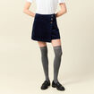 Jupe-short taille haute en velours bleu marine femme