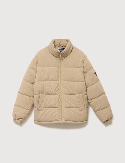 Doudoune manches longues en velours beige homme