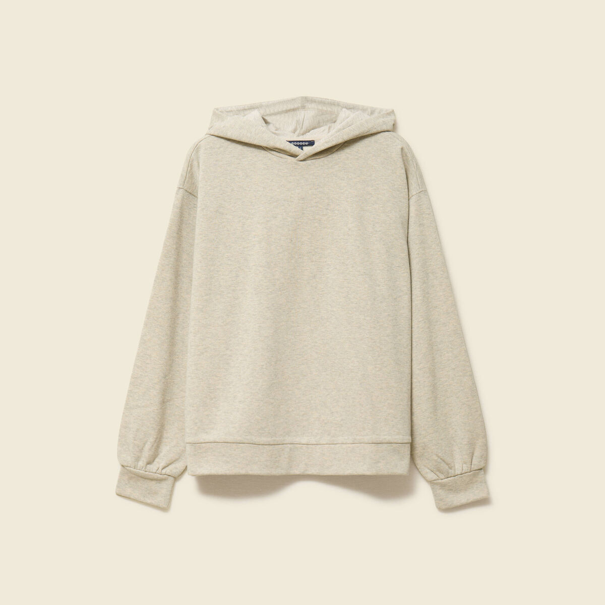 Sweat &agrave; capuche manches longues brillant gris femme