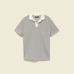 Polo cintr&eacute; manches courtes col cubain ecru homme