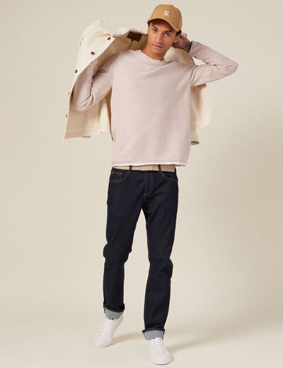 Pull manches longues beige homme