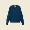 Pull col rond manches longues bleu canard femme