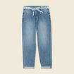 Jeans mom ceinture foulard denim stone femme