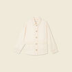 Blouson boutonné brodé denim blanc femme