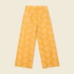 Pantalon large brodé jaune femme