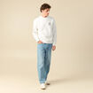 Sweat ras de cou manches longues brod&eacute; ecru homme