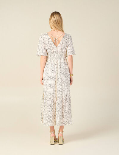 Robe longue évasée fluide blanc femme