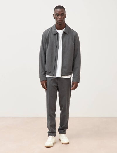 Blouson manches longues doubl&eacute; gris fonc&eacute; homme