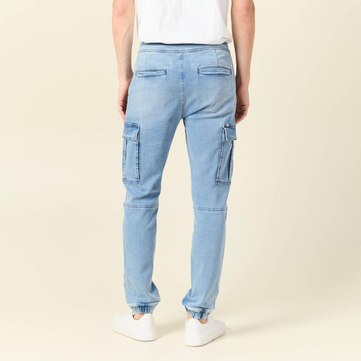 Jeans battle &agrave; coulisse denim bleach homme