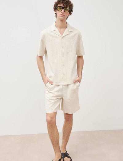 Bermuda coupe droite beige homme