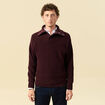 Pull droit manches longues bordeaux homme