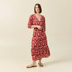 Robe longue droite fluide rouge foncé femme