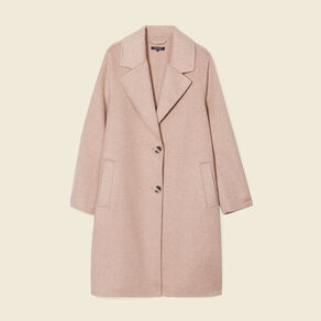 Manteau droit long boutonné marron clair femme