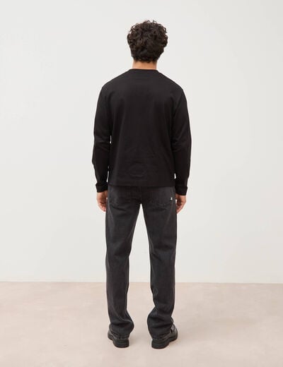 T-shirt en coton manches longues noir homme