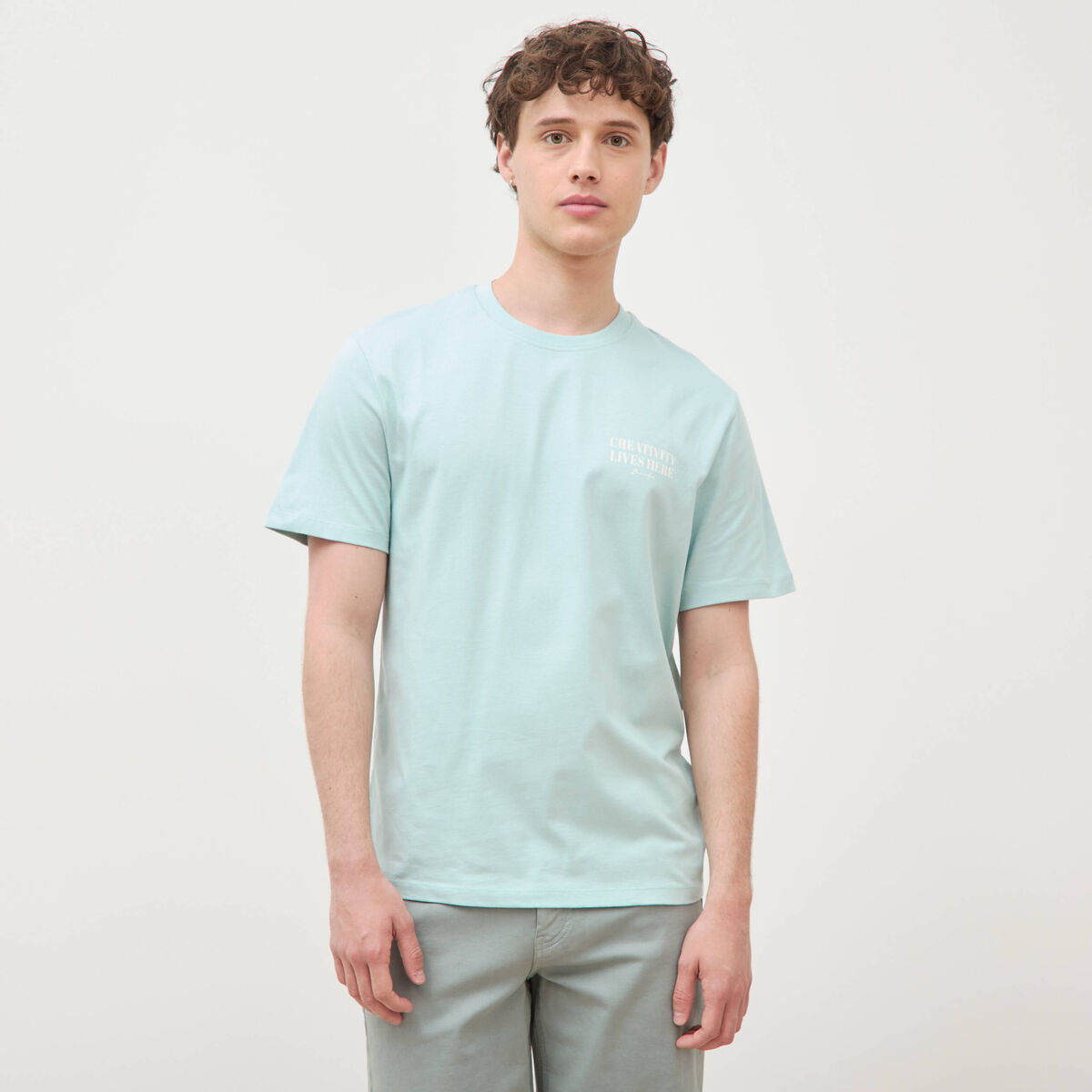 T-shirt en coton bleu gris homme