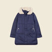 Parka droite &agrave; capuche bleu marine femme