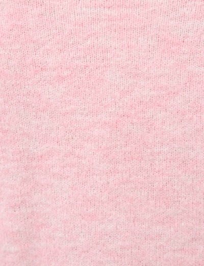 Pull droit col rond manches courtes rose clair femme