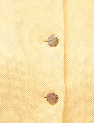 D&eacute;bardeur droit col rond doubl&eacute; jaune clair femme
