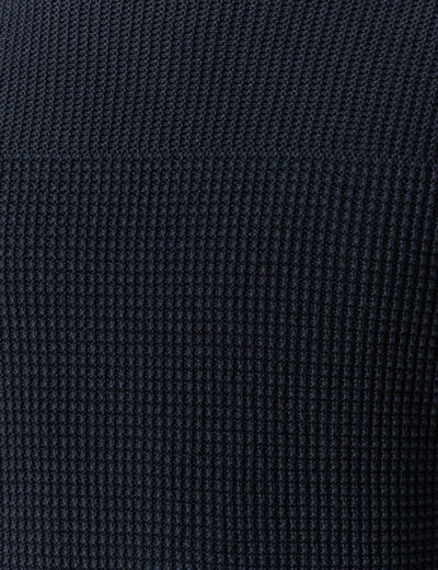 Pull col rond manches longues en coton bleu marine homme