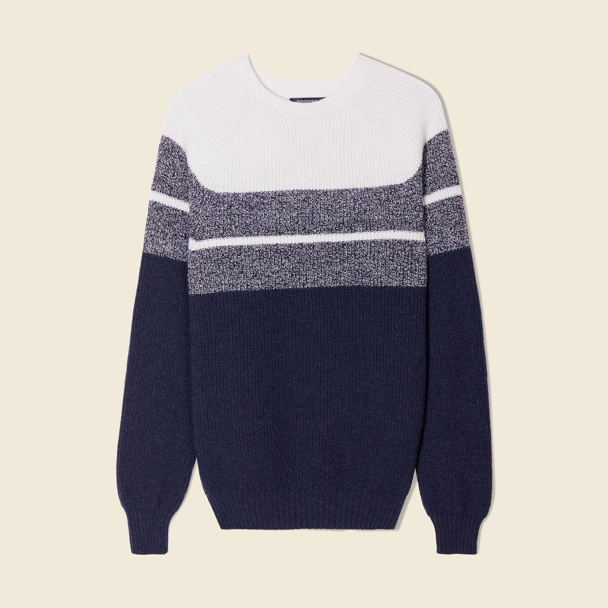 Pull manches longues fabriqué en France ecru homme
