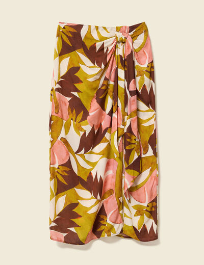 Jupe taille standard marron cognac femme