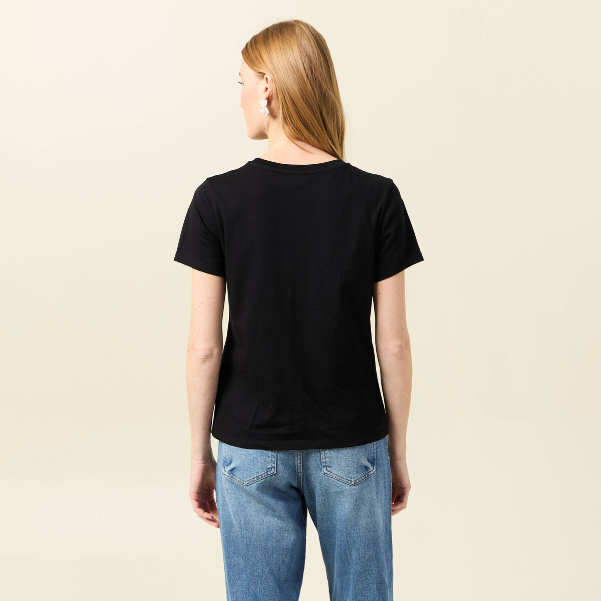 T-shirt manches courtes noir femme