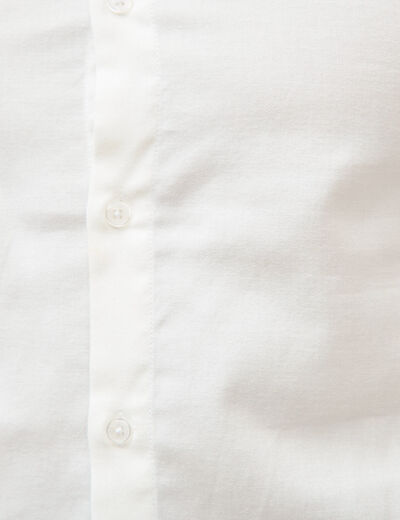 Chemise droite en coton manches longues ecru homme
