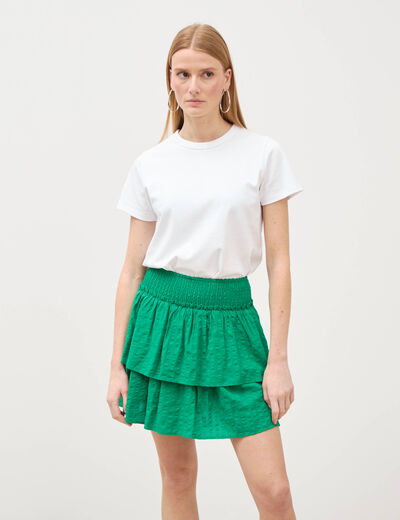 Jupe courte &eacute;vas&eacute;e doubl&eacute;e vert femme
