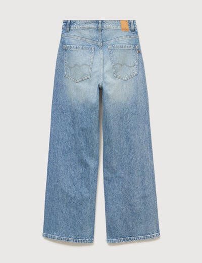 Jeans large taille haute bleu femme