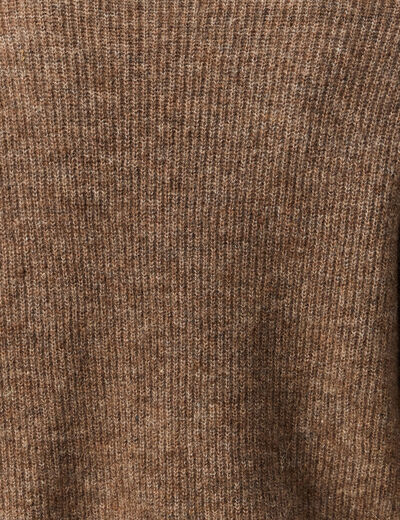 Gilet col V manches longues n&oelig;uds marron femme