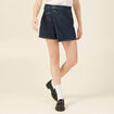 Jupe-short droite en jean denim brut rinse femme