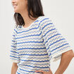 Pull col bateau manches courtes bleu femme