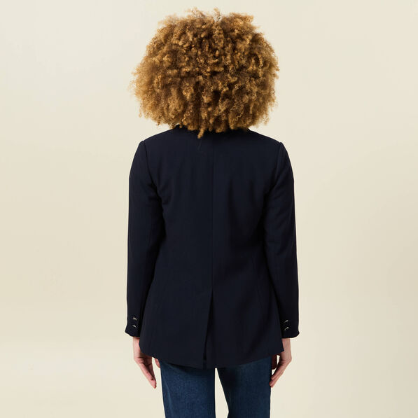 Veste blazer col châle bleu marine femme