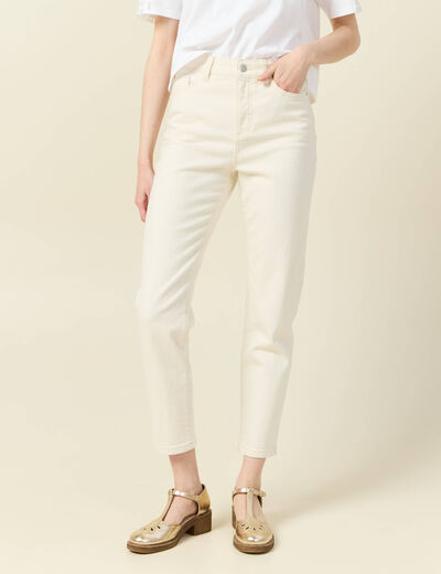 Jeans mom 7/8ème ecru femme