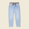 Jeans mom ceinture foulard denim bleach femme