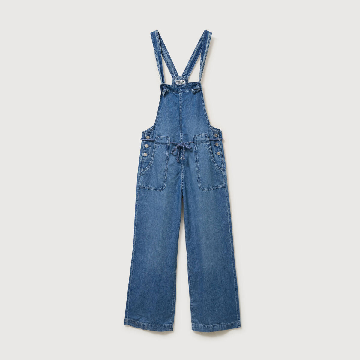 Salopette loose en jeans denim bleach femme