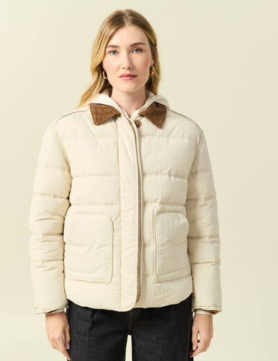 Doudoune droite courte creme femme