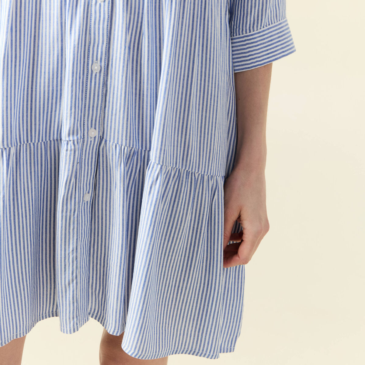 Robe patineuse boutonnée ecru femme