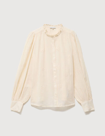 Chemise manches longues en coton creme femme