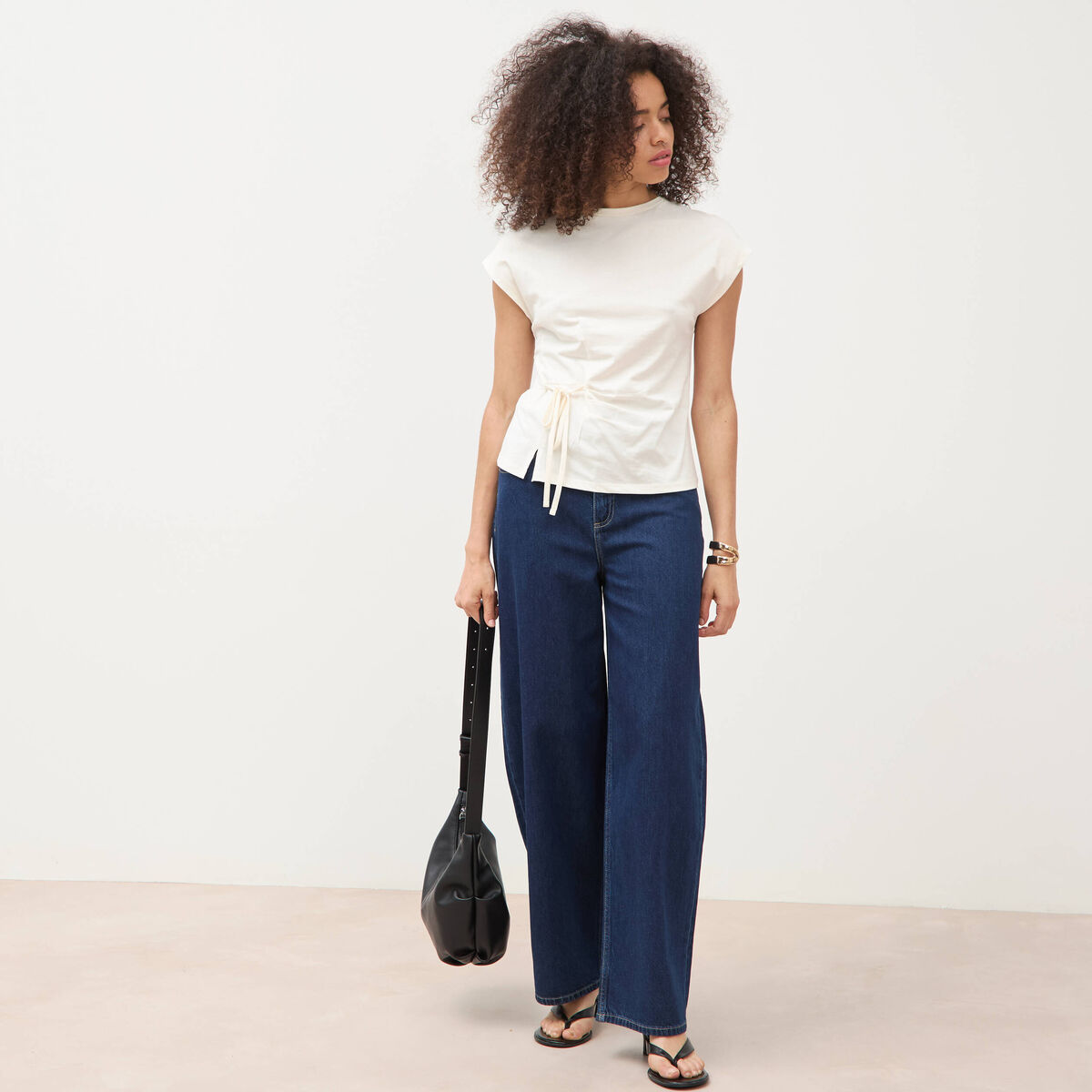 Jeans loose en coton denim brut clean femme