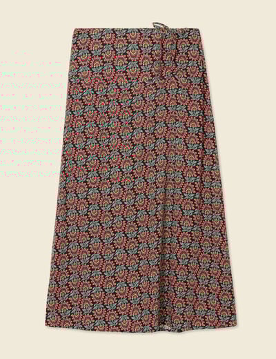 Jupe longue portefeuille noir femme